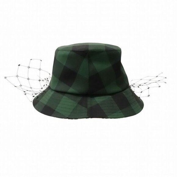 Christian Dior Check Pattern Bucket Hat Bucket Veil Bob Hat Tulle Oblique Green main image 7
